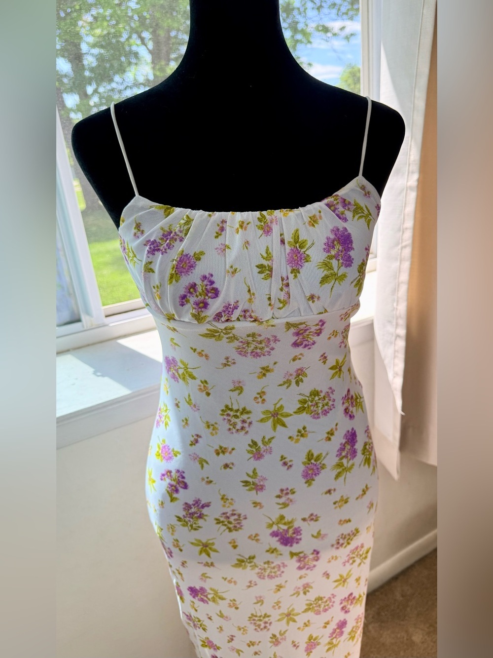 Vintage Y2K no comment midi maxi white pink floral dress 90’s 2000’s summer sm